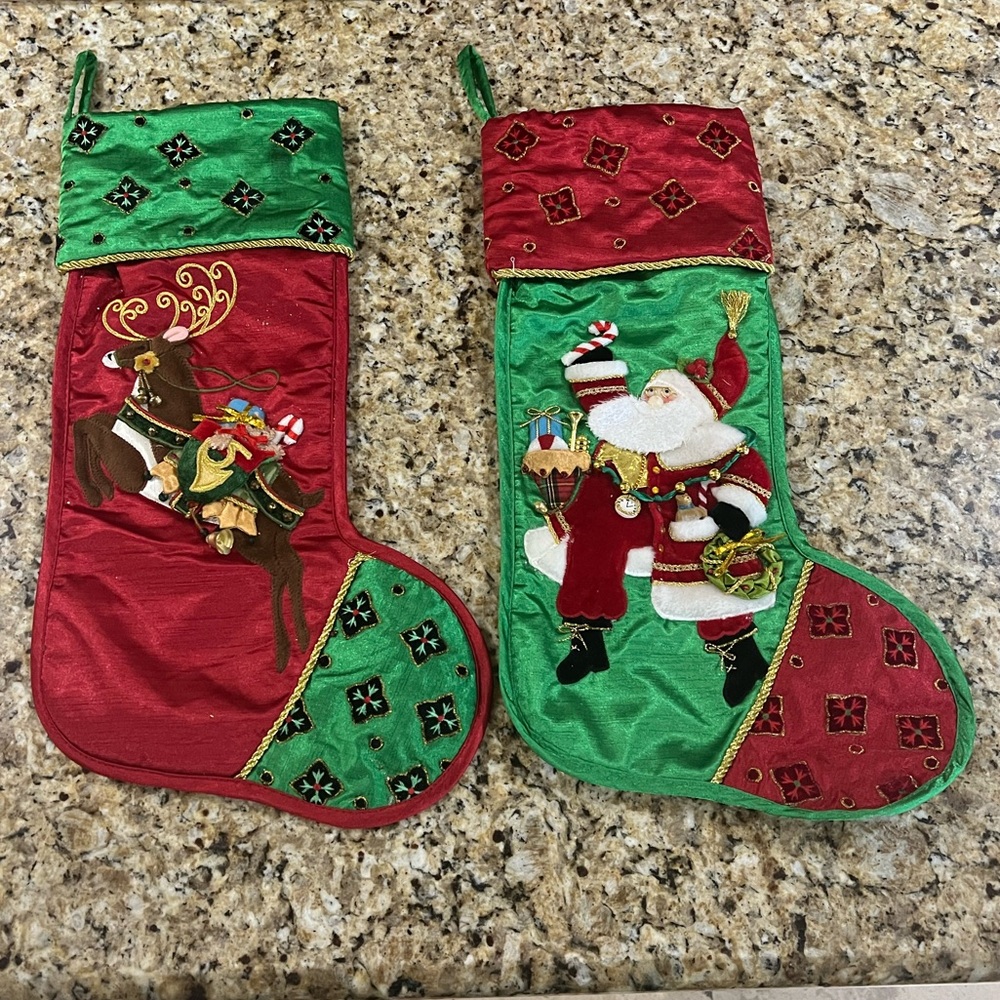 Festive Red and Green Christmas Stocking Set - Picture 2 of 11
